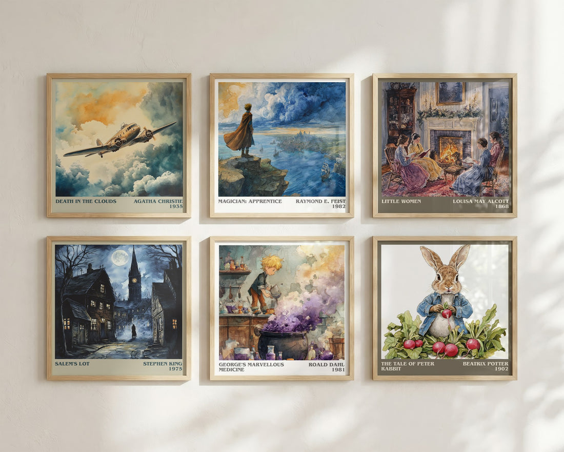 George's Marvellous Medicine Literary Art Print by Roald Dahl – square print in a six-frame gallery wall