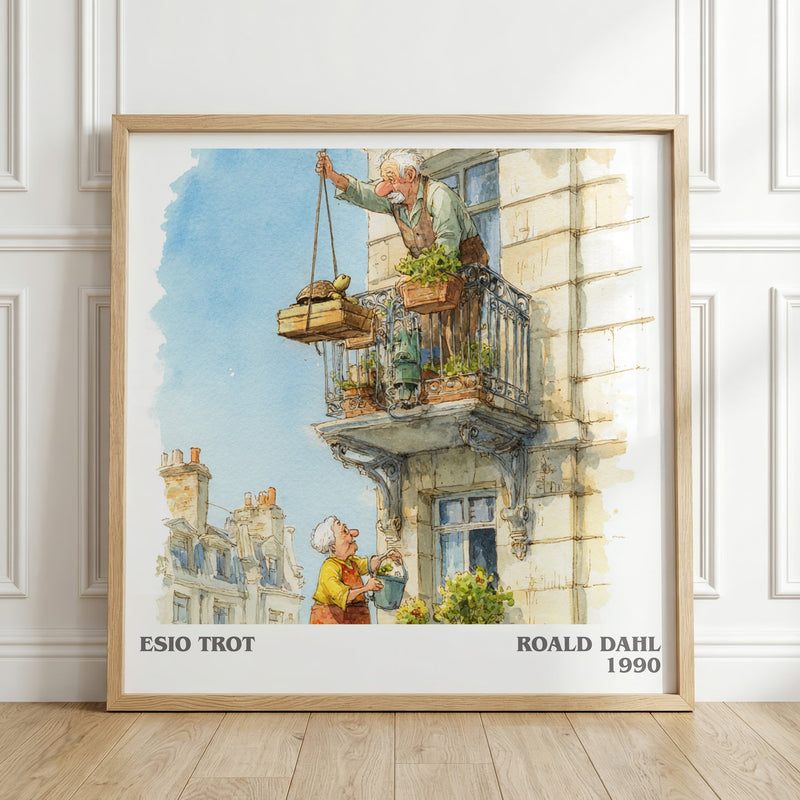 Esio Trot literary print in frame leaning in hallway – childrens wall art