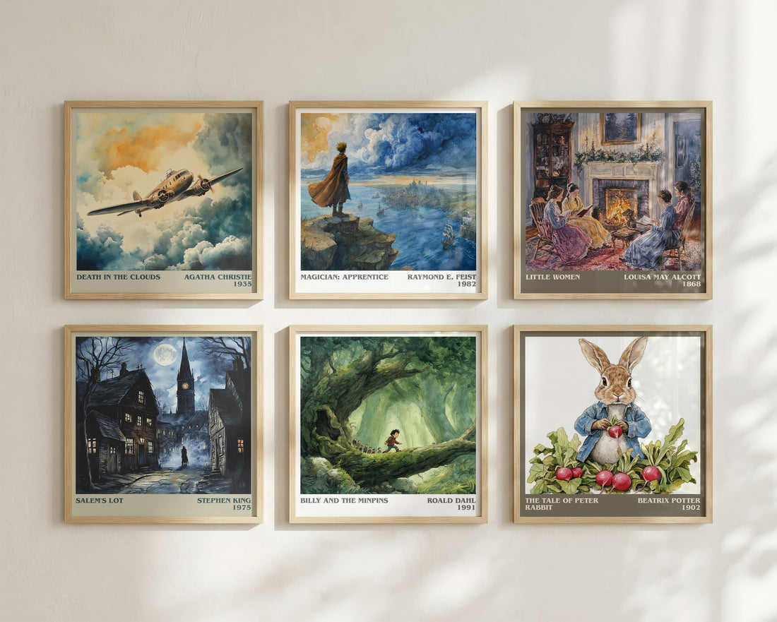 Billy and the Minpins Literary Art Print by Roald Dahl – square print in a six-frame gallery wall