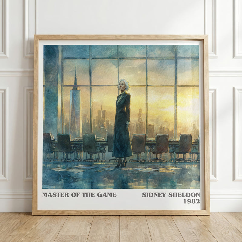 Master of the Game literary print in frame leaning in hallway – thriller wall art