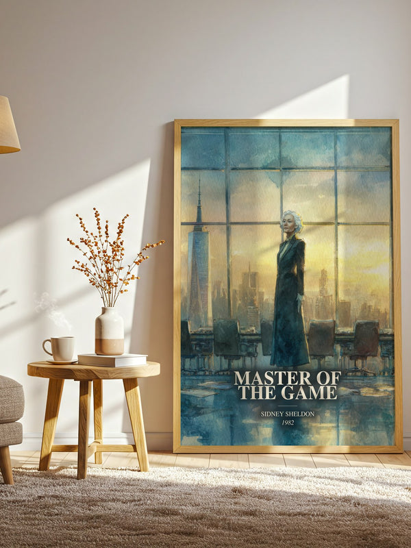 Master Of The Game watercolour print in frame leaning in hallway – thriller wall art