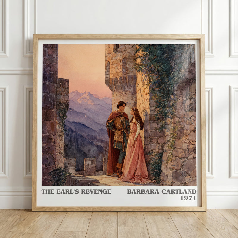 The Earl's Revenge literary print in frame leaning in hallway – romance wall art