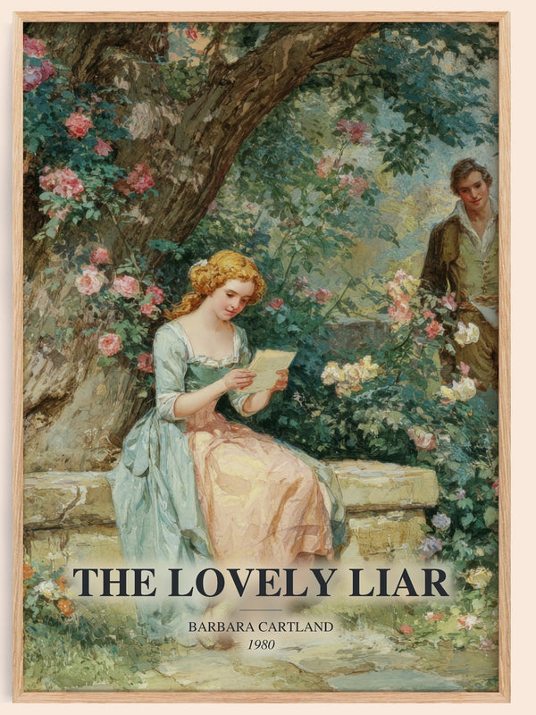 The Lovely Liar watercolour book poster by Barbara Cartland – framed literary art print