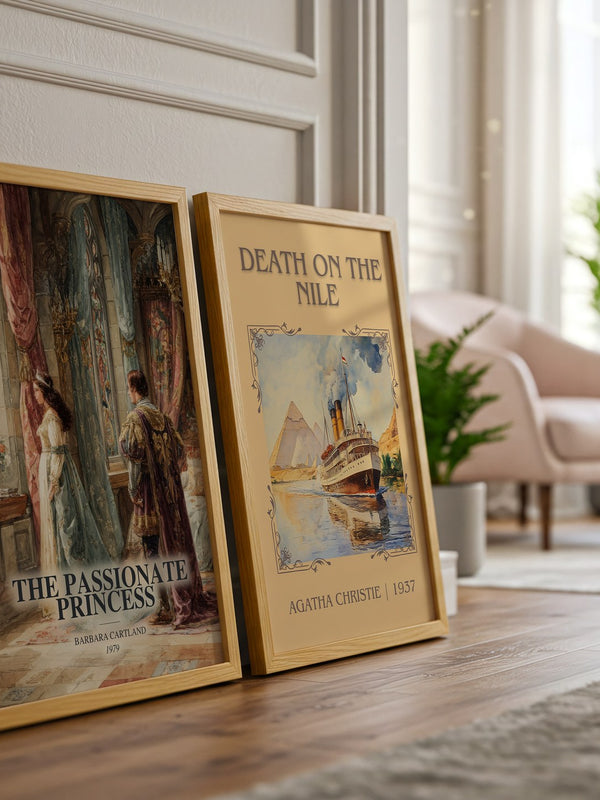 The Passionate Princess watercolour print framed by window – literary home decor