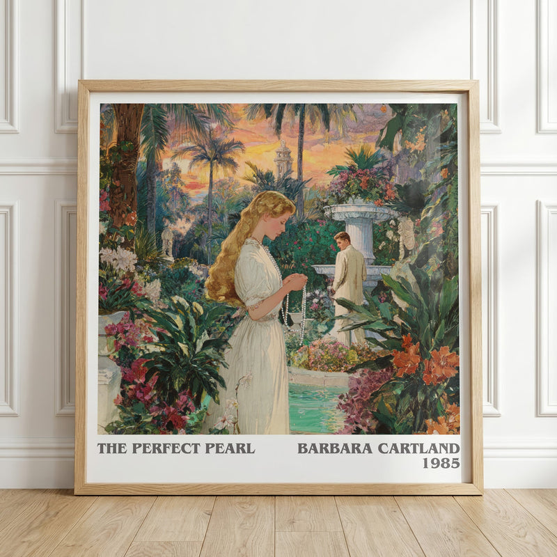 The Perfect Pearl literary print in frame leaning in hallway – romance wall art