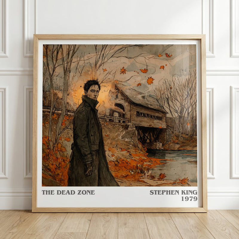 The Dead Zone literary print in frame leaning in hallway – thriller wall art