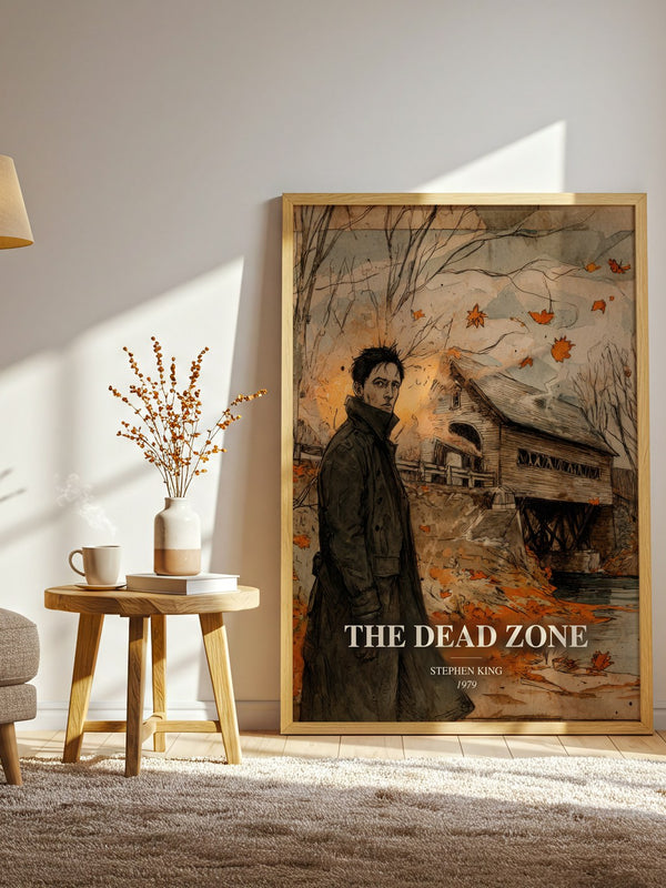 The Dead Zone watercolour print in frame leaning in hallway – thriller wall art