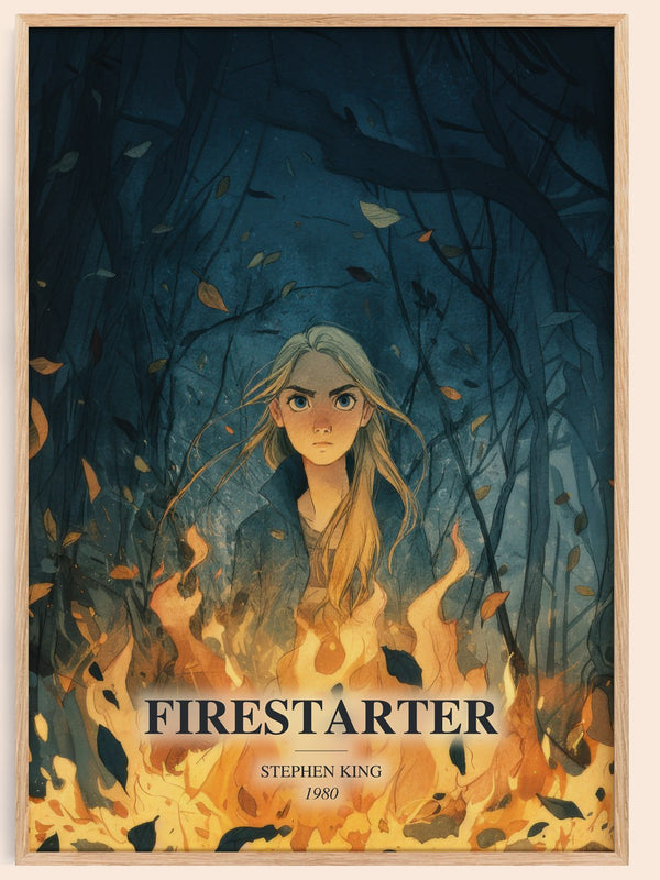 Firestarter watercolour book poster by Stephen King – framed literary art print