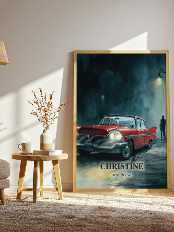 Christine watercolour print in frame leaning in hallway – horror wall art