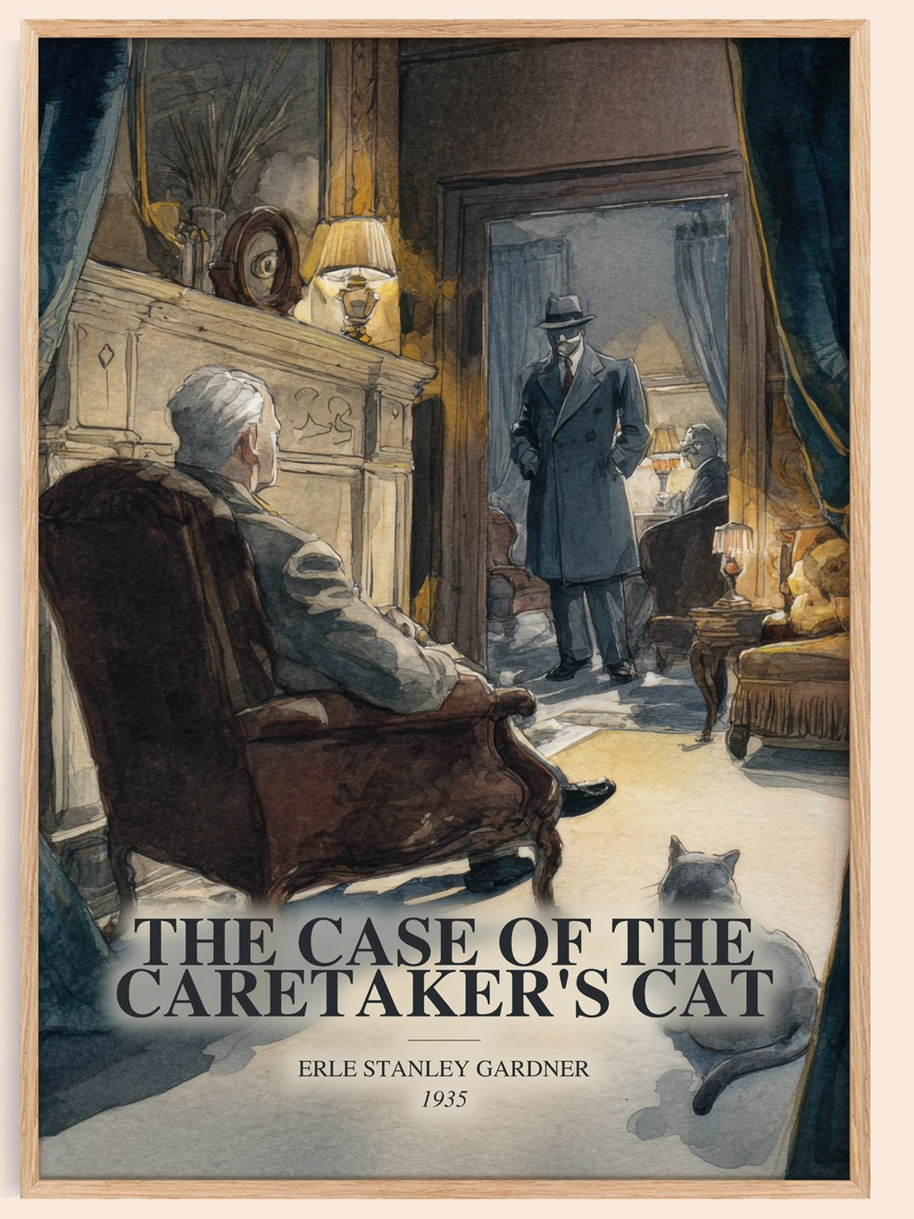 The Case Of The Caretaker'S Cat watercolour book poster by Erle Stanley Gardner – framed literary art print