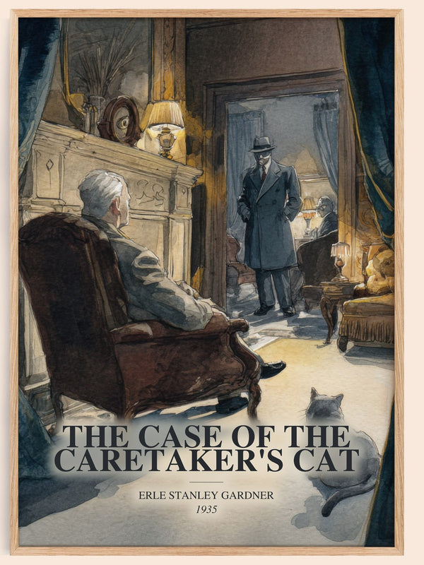 The Case Of The Caretaker'S Cat watercolour book poster by Erle Stanley Gardner – framed literary art print
