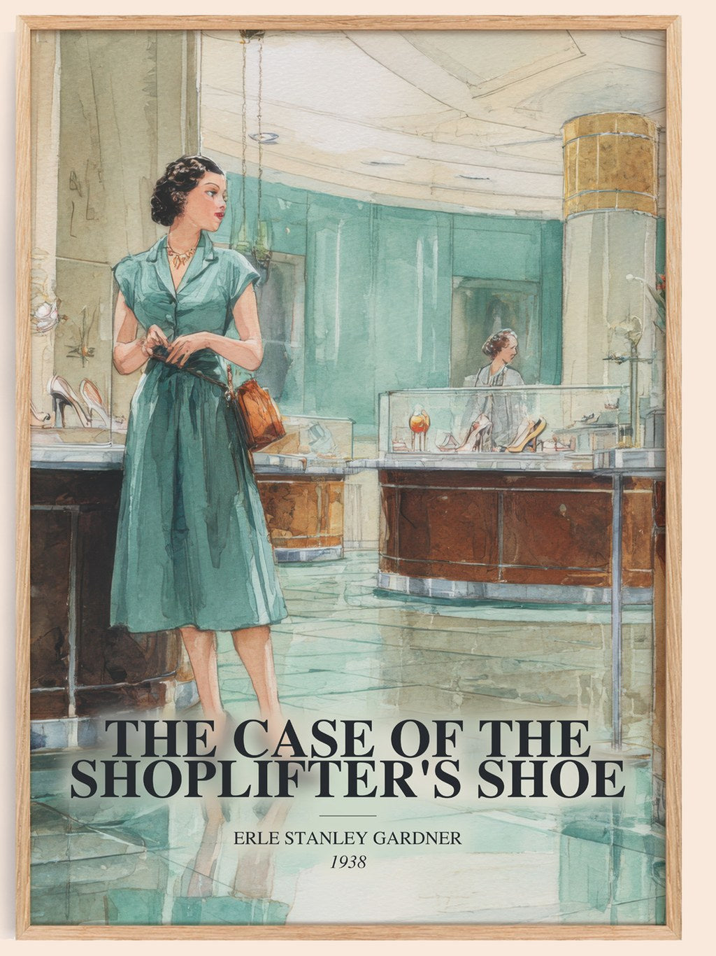 The Case Of The Shoplifter'S Shoe watercolour book poster by Erle Stanley Gardner – framed literary art print