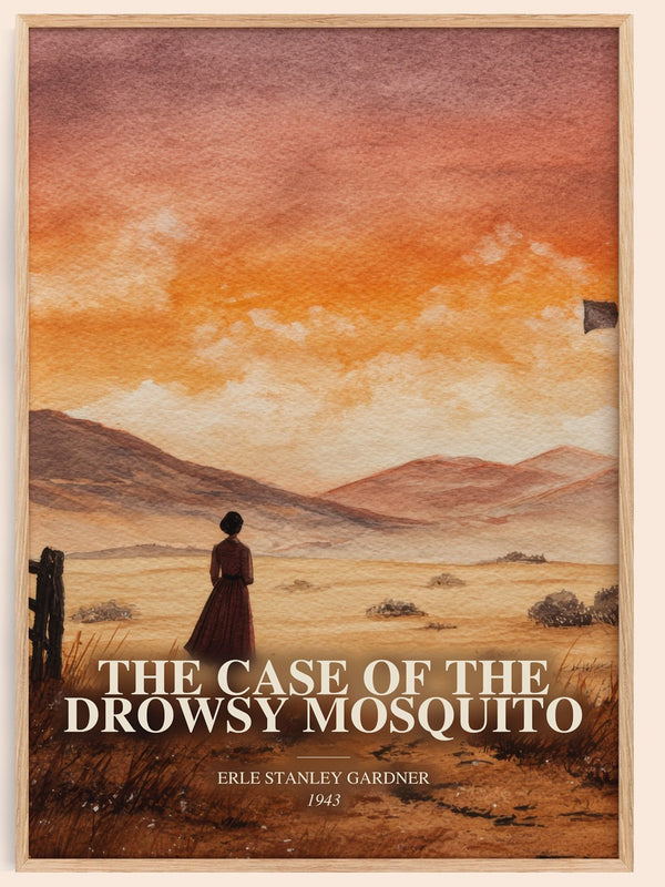 The Case Of The Drowsy Mosquito watercolour book poster by Erle Stanley Gardner – framed literary art print