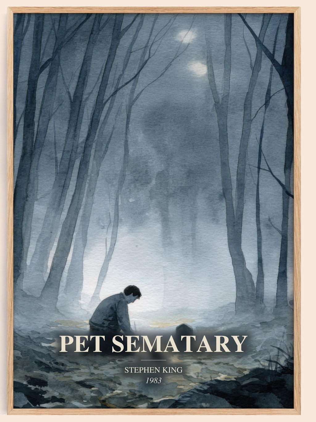 Pet Sematary watercolour book poster by Stephen King – framed literary art print