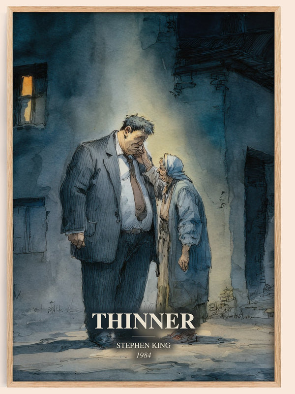 Thinner watercolour book poster by Stephen King – framed literary art print