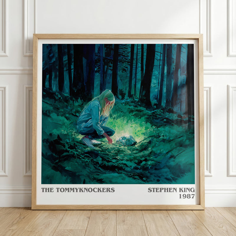The Tommyknockers literary print in frame leaning in hallway – horror wall art