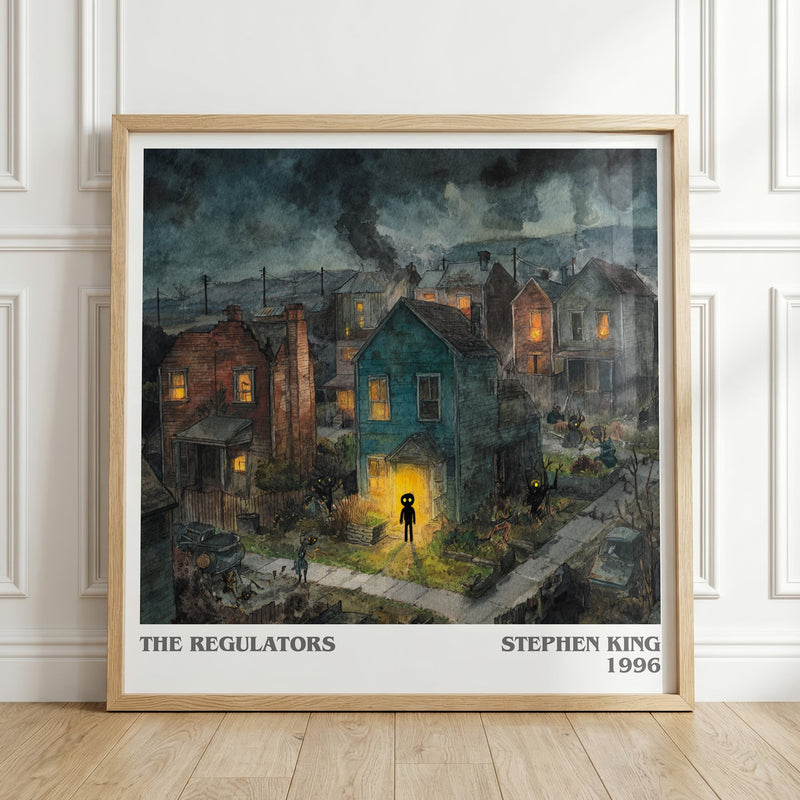 The Regulators literary print in frame leaning in hallway – horror wall art