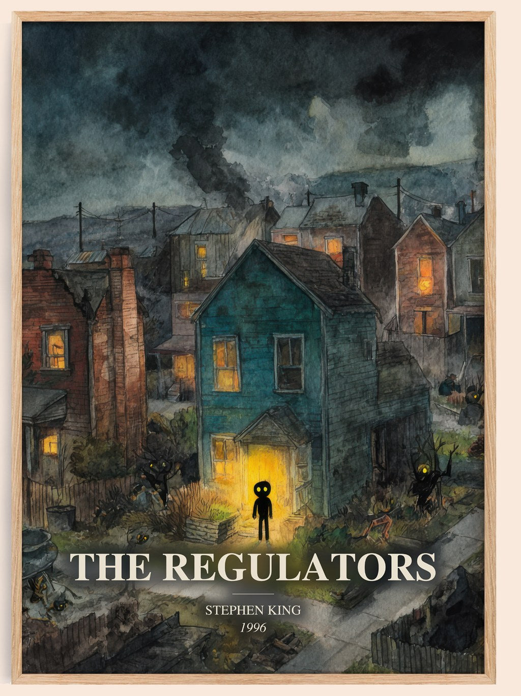 The Regulators watercolour book poster by Stephen King – framed literary art print