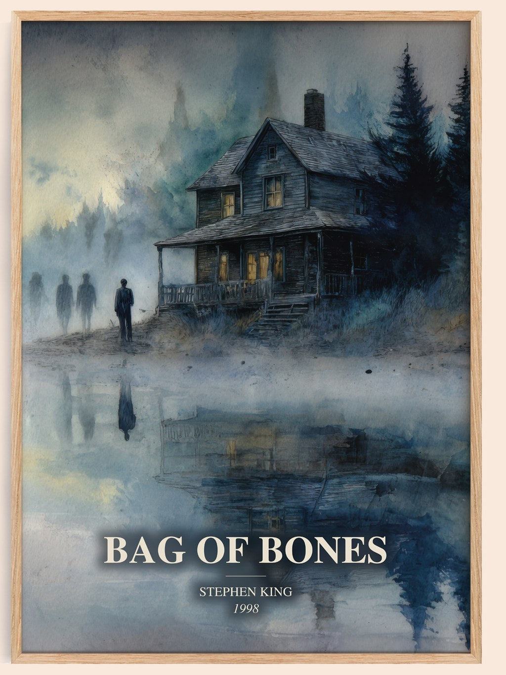 Bag Of Bones watercolour book poster by Stephen King – framed literary art print