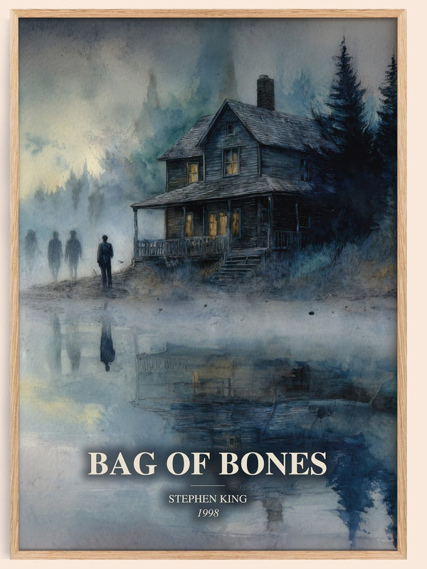 Bag Of Bones watercolour book poster by Stephen King – framed literary art print