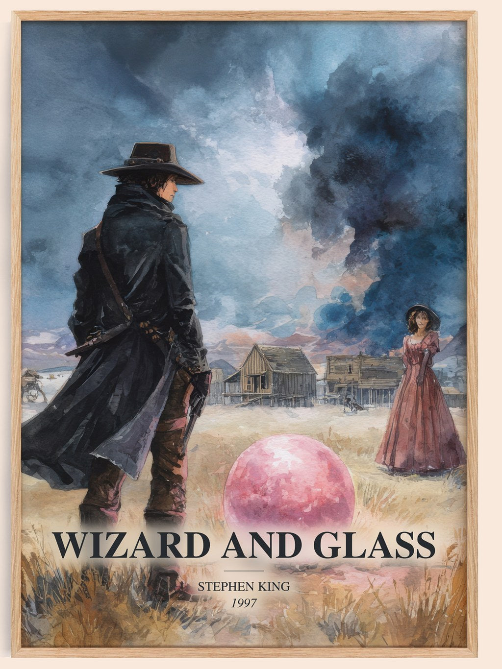 Wizard And Glass watercolour book poster by Stephen King – framed literary art print