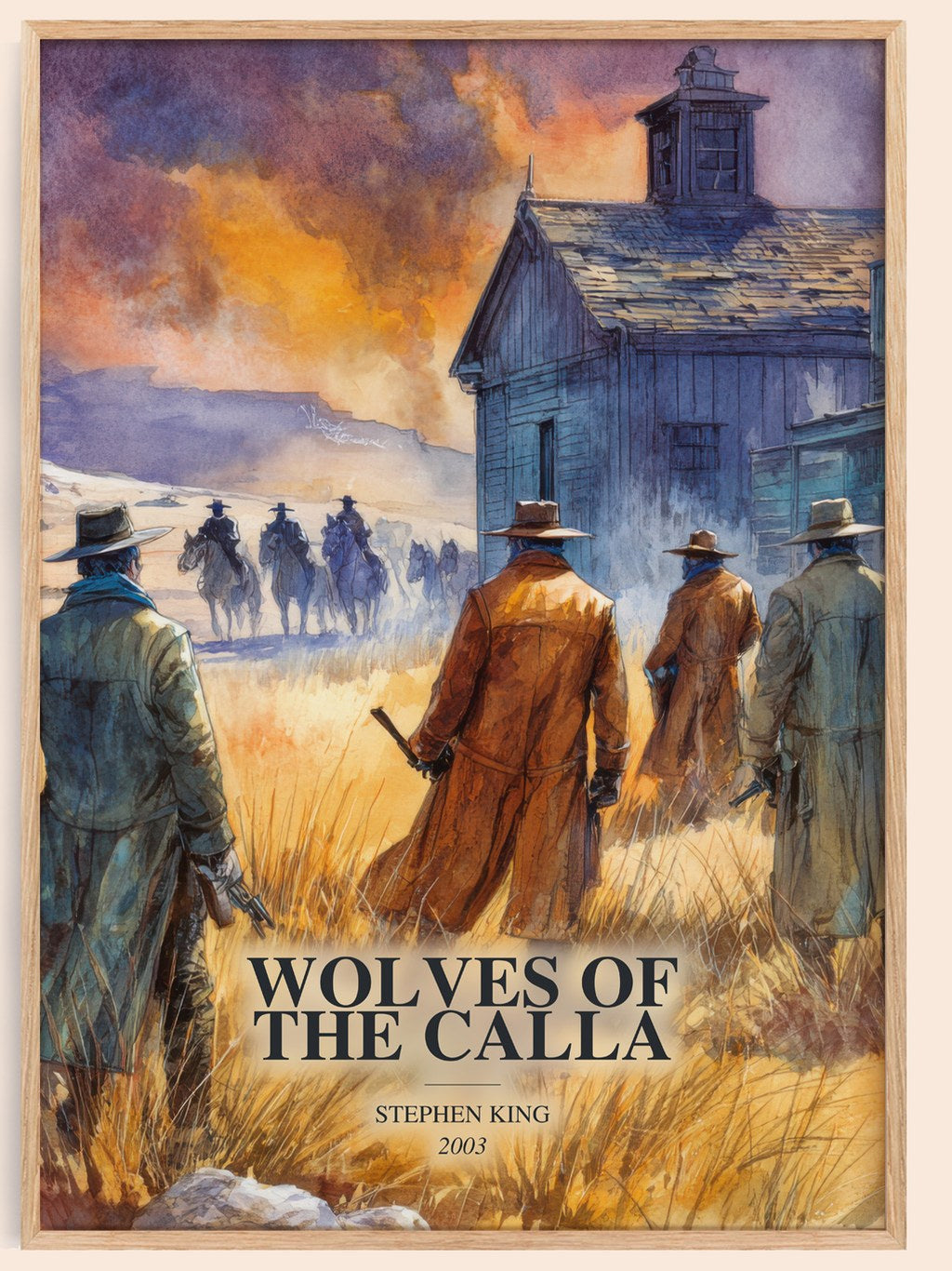 Wolves Of The Calla watercolour book poster by Stephen King – framed literary art print