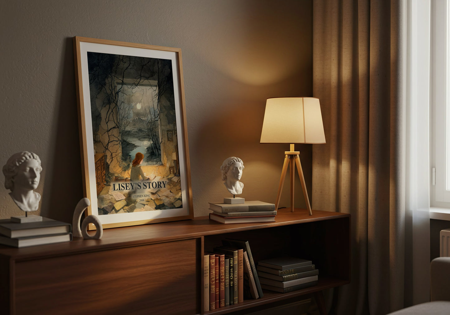 Lisey'S Story watercolour print on bookshelf – Stephen King fan gift