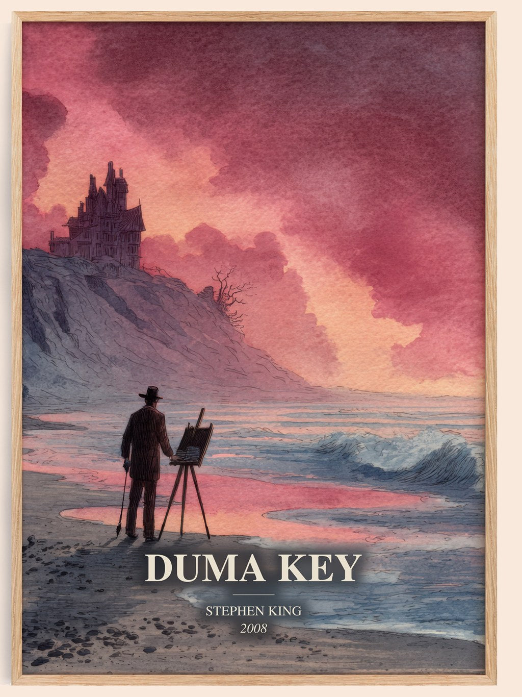 Duma Key watercolour book poster by Stephen King – framed literary art print