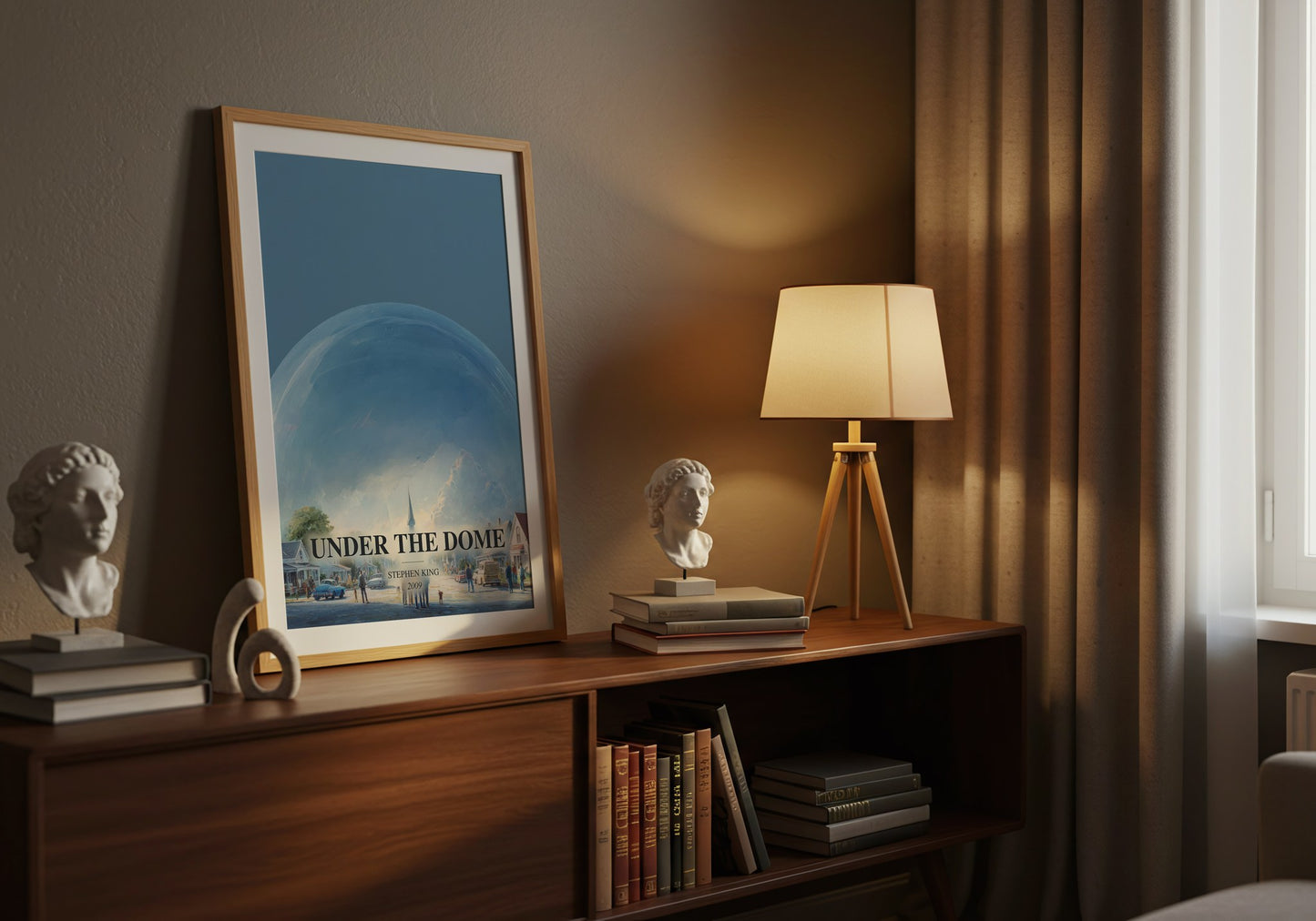 Under The Dome watercolour print on bookshelf – Stephen King fan gift