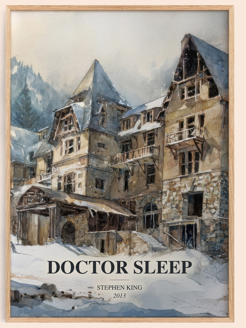 Doctor Sleep watercolour book poster by Stephen King – framed literary art print