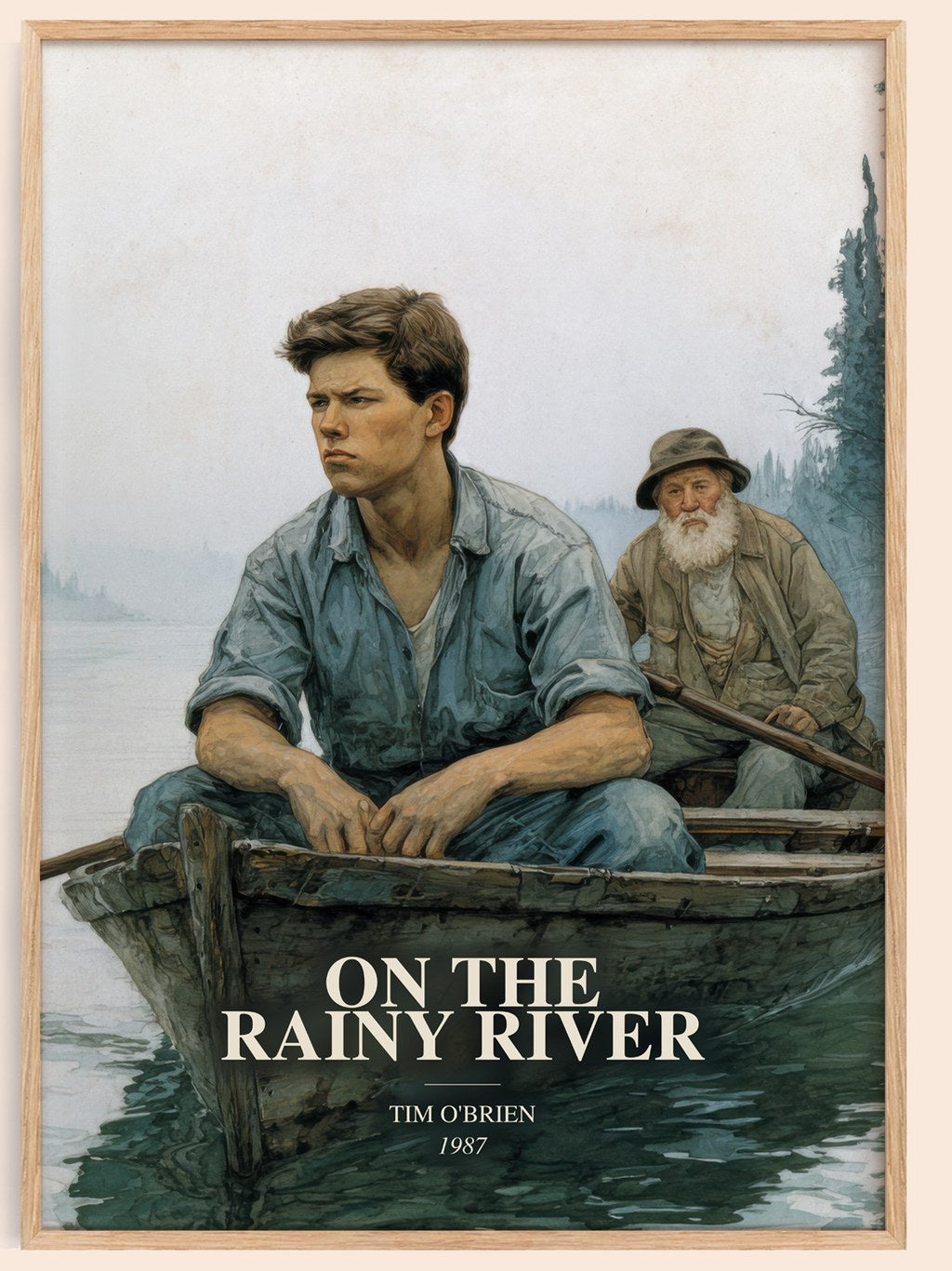 On The Rainy River watercolour book poster by Tim O'Brien – framed literary art print