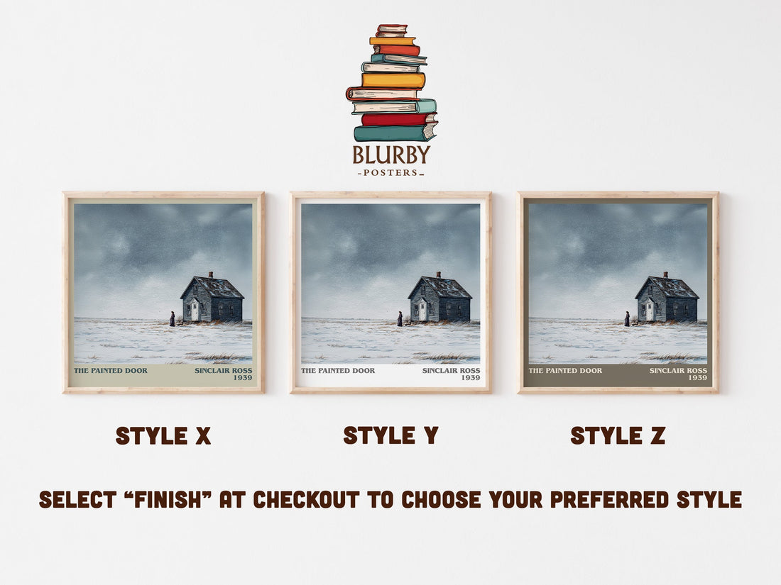 The Painted Door literary print in frame leaning in hallway – literary fiction wall art (mockup)