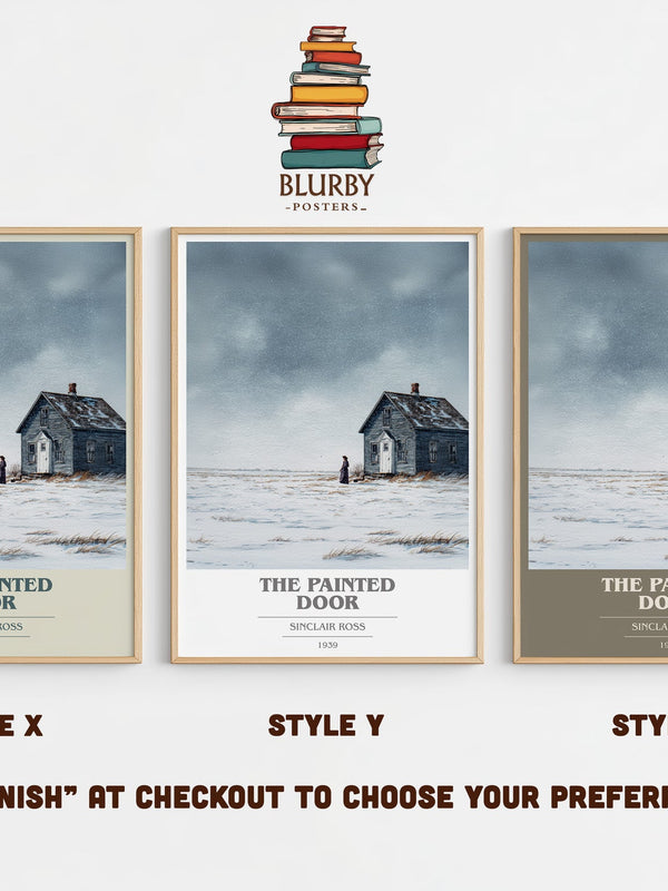 The Painted Door book cover print in frame leaning in hallway – literary fiction wall art