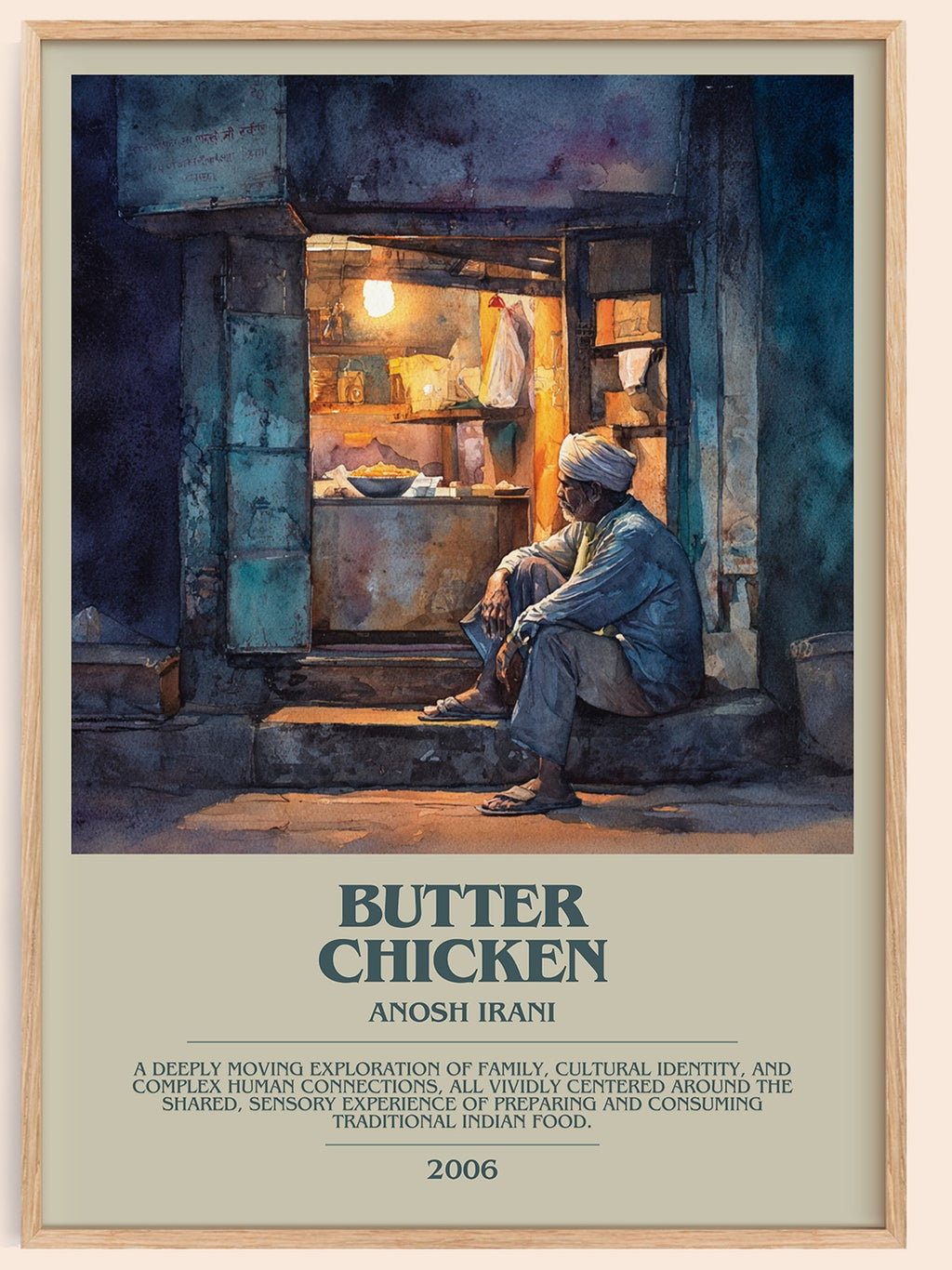 Butter Chicken bookish book poster by Anosh Irani – framed literary art print