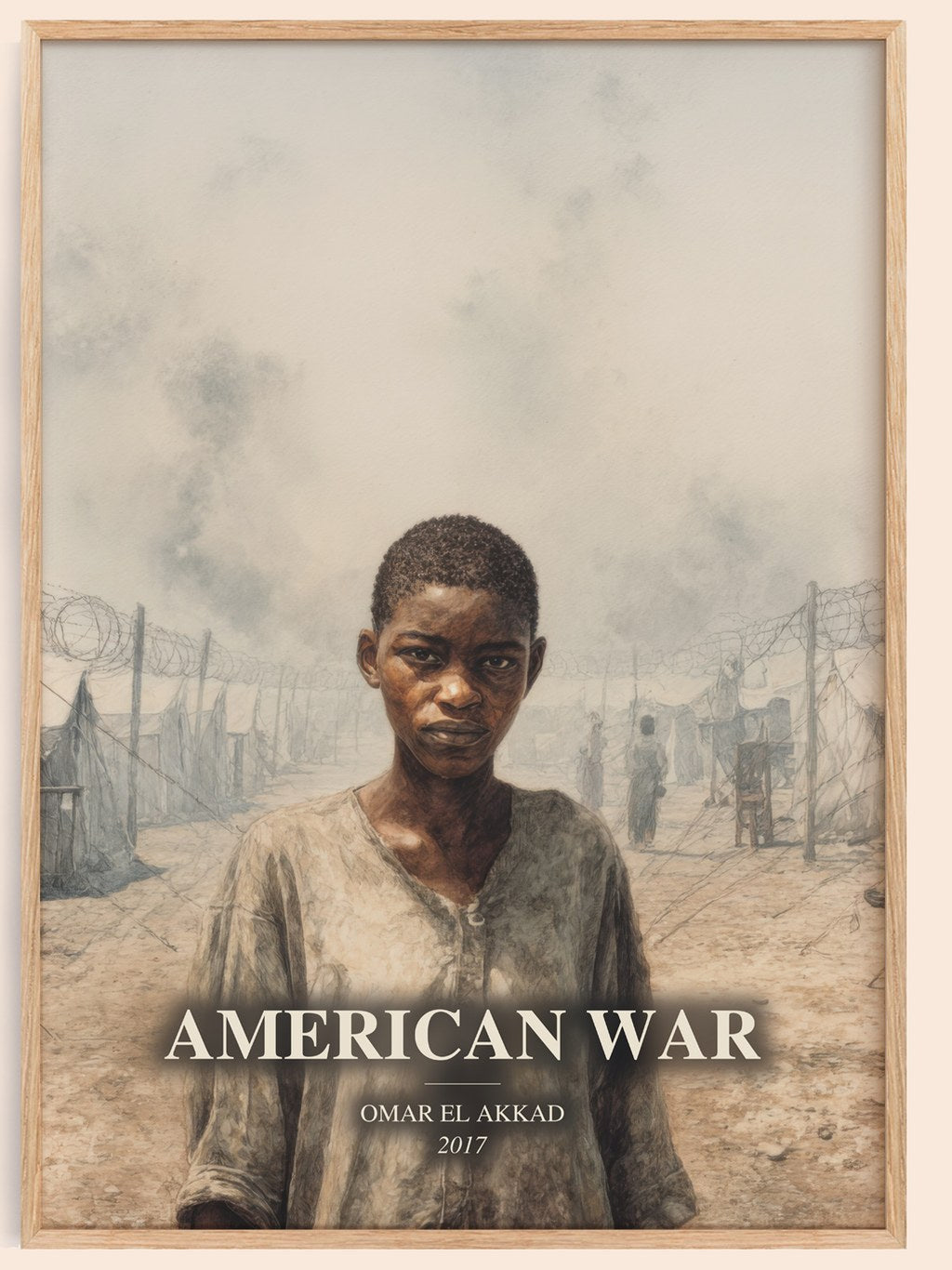 American War watercolour book poster by Omar El Akkad – framed literary art print