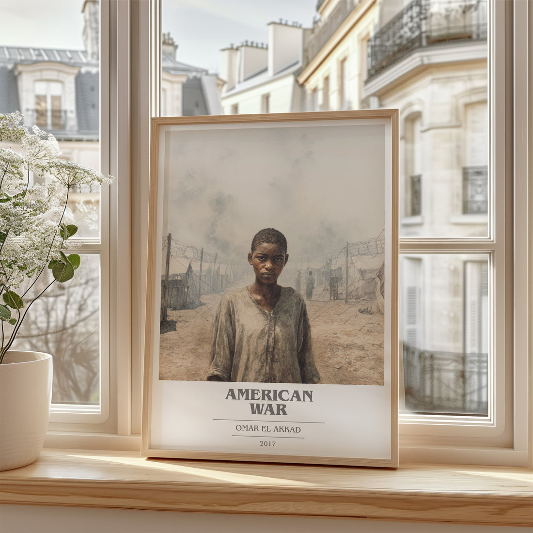 American War Book Cover Poster by Omar El Akkad – framed print by a bright window
