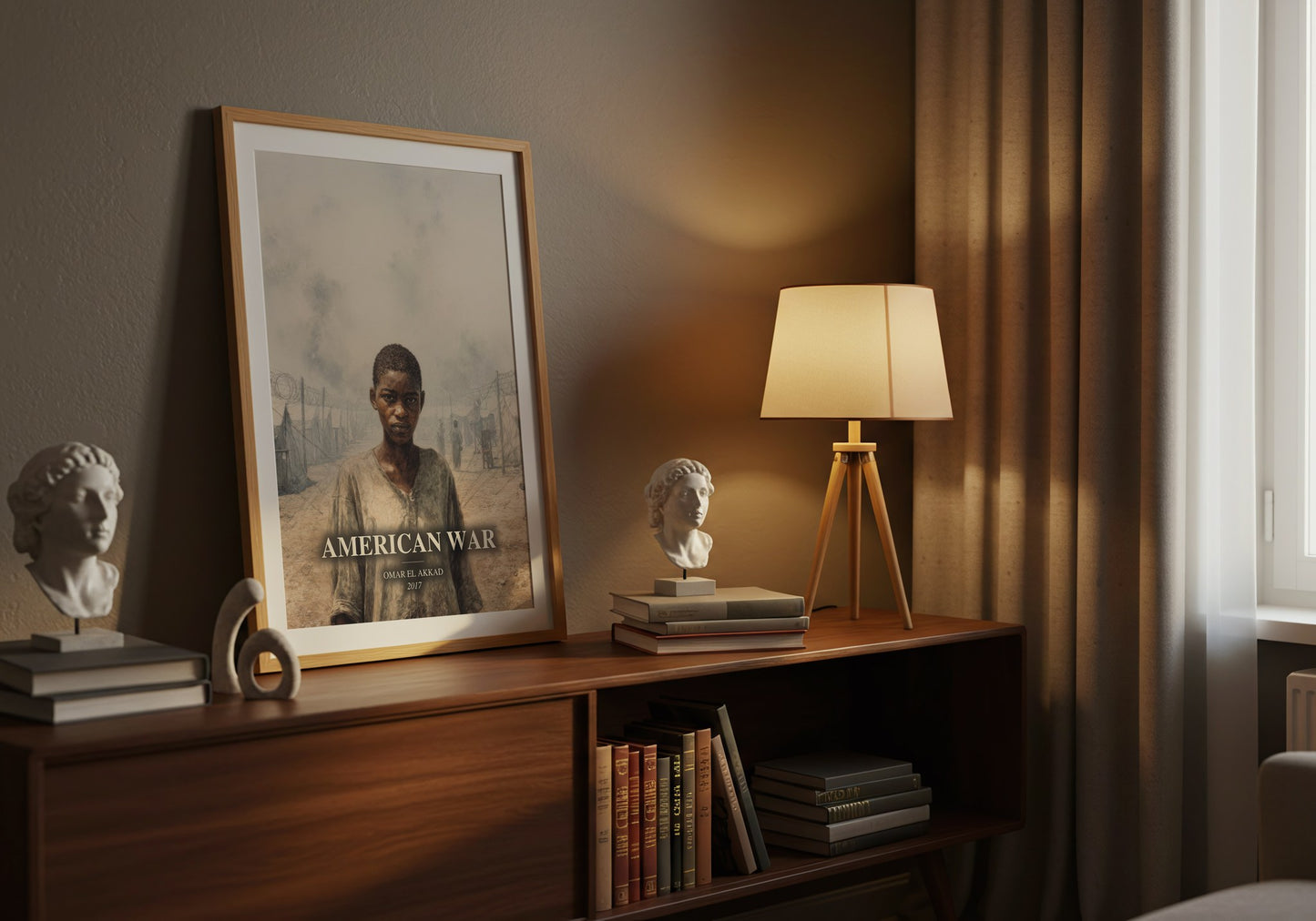 American War watercolour print on bookshelf – Omar El Akkad fan gift