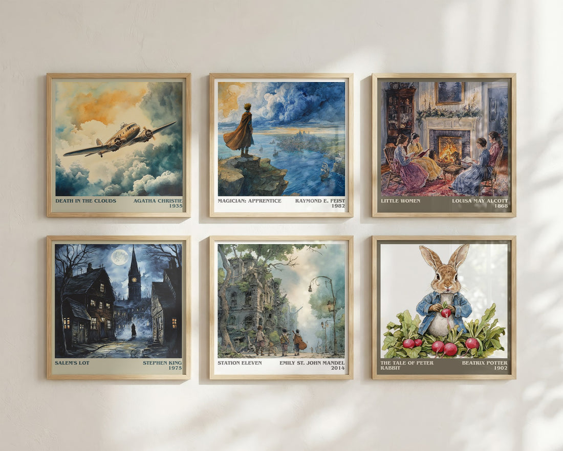 Station Eleven Literary Art Print by Emily St John Mandel – square print in a six-frame gallery wall