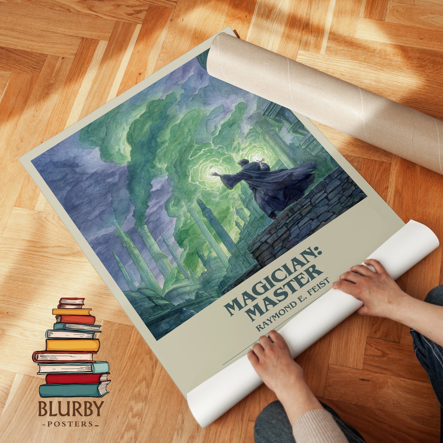 Magician: Master bookish print on bookshelf – Raymond E. Feist fan gift