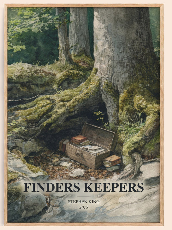 Finders Keepers watercolour book poster by Stephen King – framed literary art print