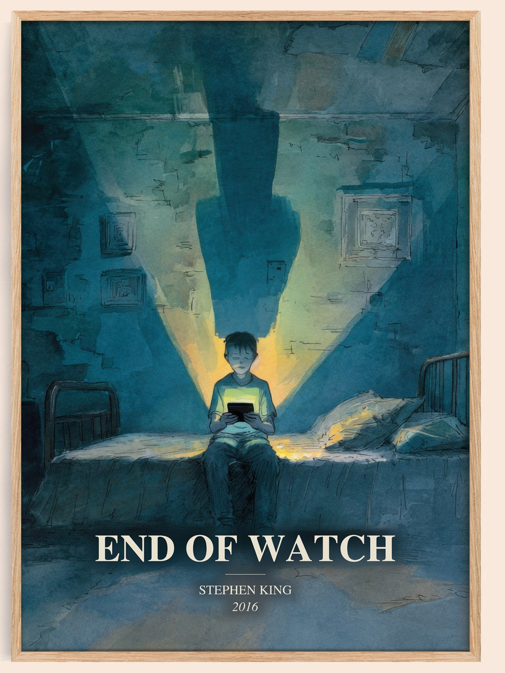End Of Watch watercolour book poster by Stephen King – framed literary art print