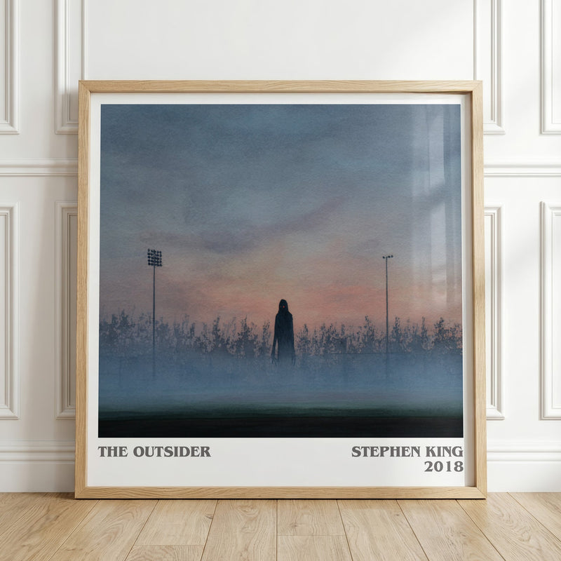 The Outsider literary print in frame leaning in hallway – horror wall art