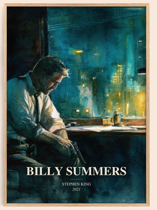 Billy Summers watercolour book poster by Stephen King – framed literary art print