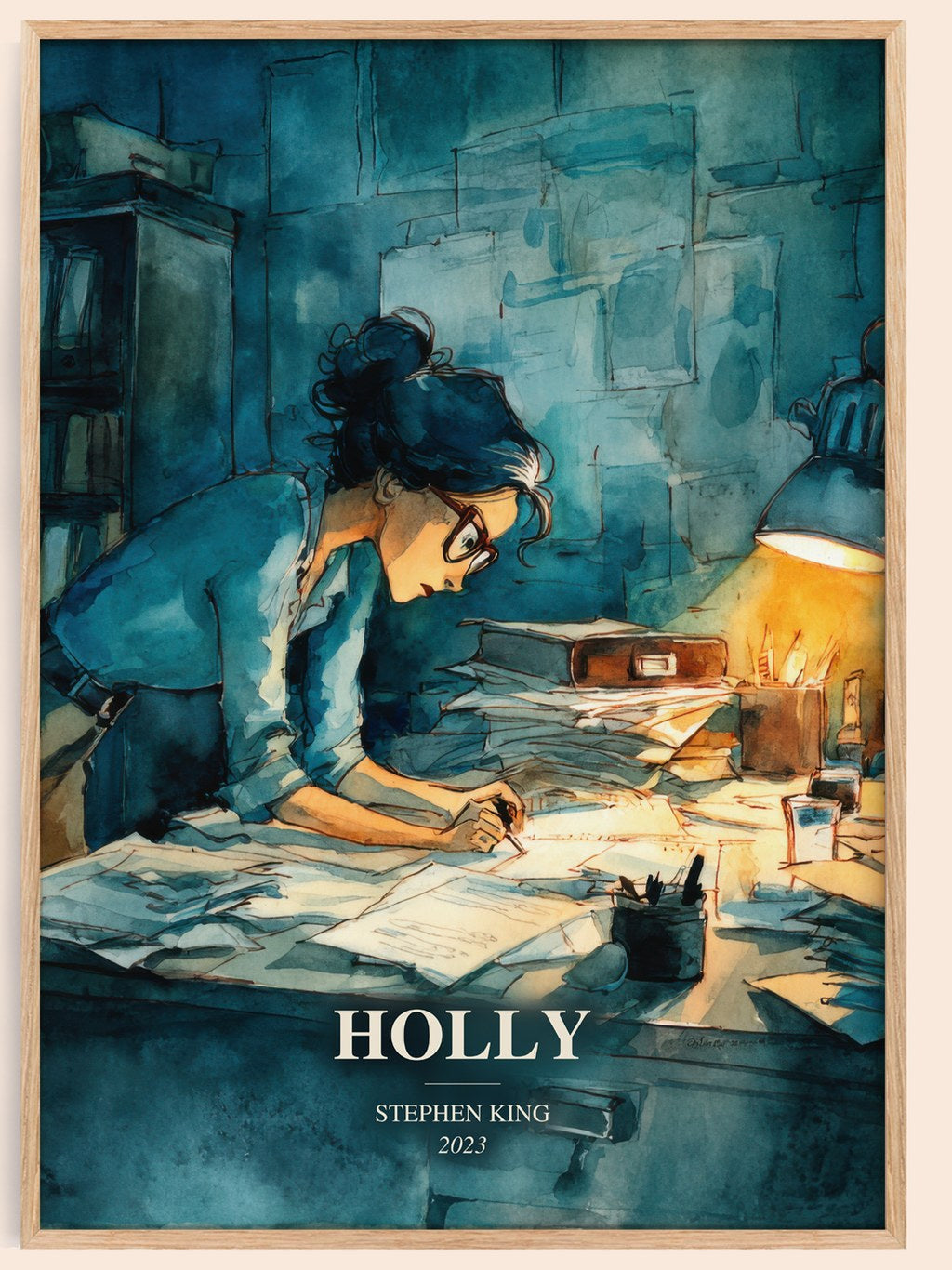 Holly watercolour book poster by Stephen King – framed literary art print