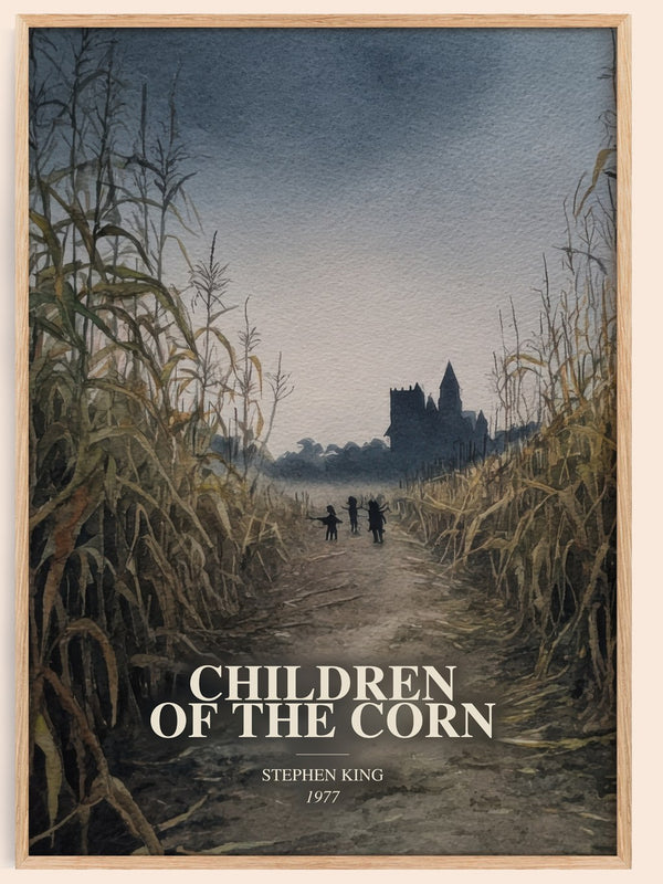 Children Of The Corn watercolour book poster by Stephen King – framed literary art print