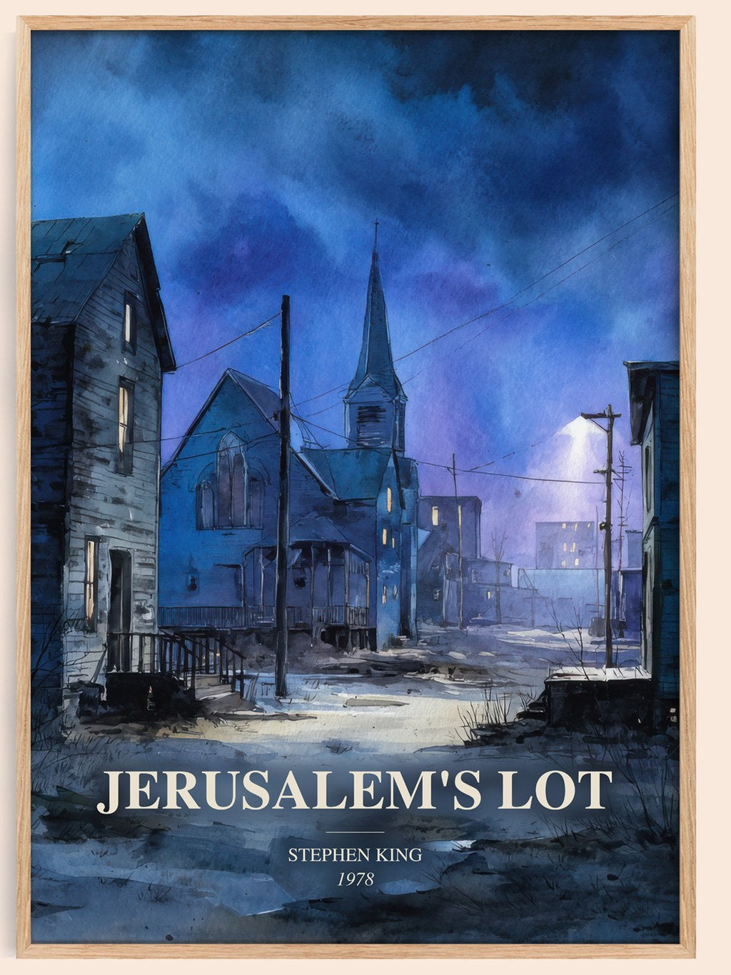 Jerusalem'S Lot watercolour book poster by Stephen King – framed literary art print