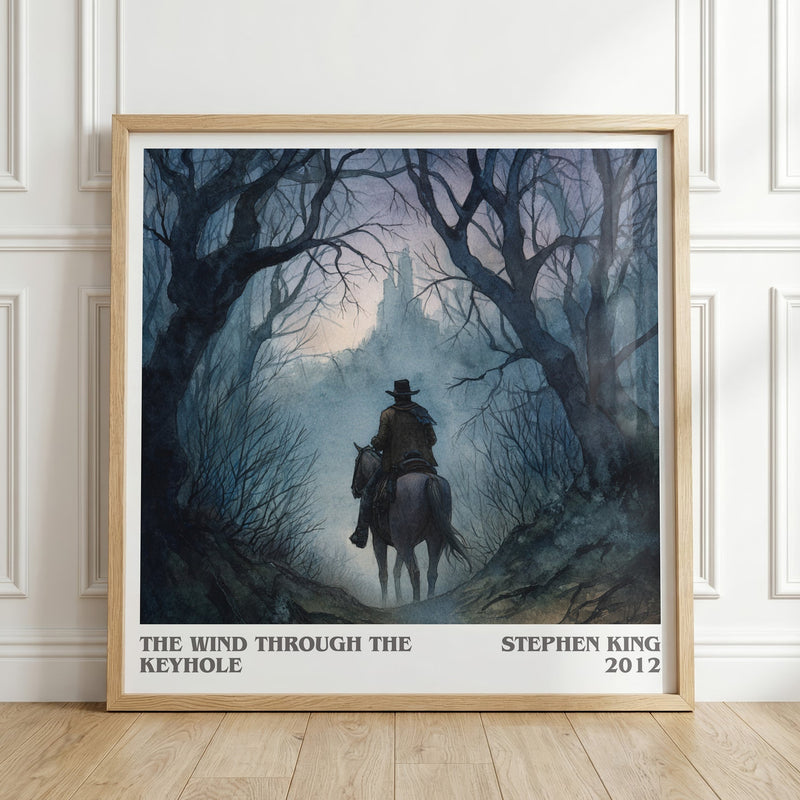 The Wind Through The Keyhole literary print in frame leaning in hallway – fantasy wall art
