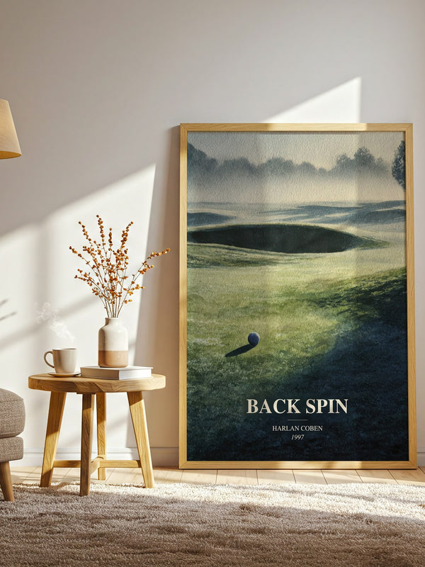 Back Spin watercolour print in frame leaning in hallway – thriller wall art