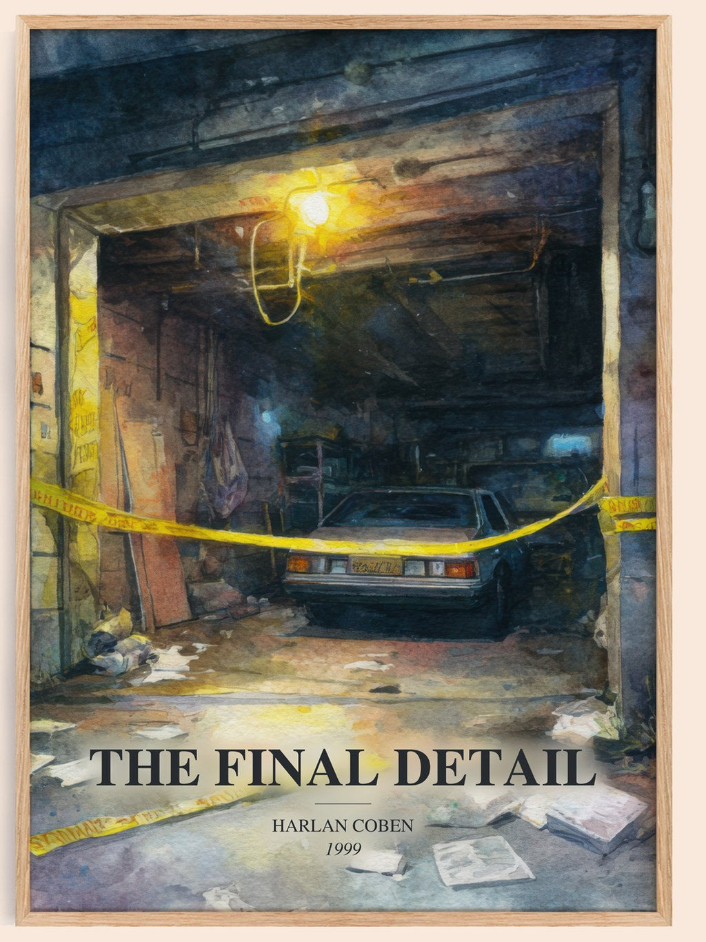 The Final Detail watercolour book poster by Harlan Coben – framed literary art print