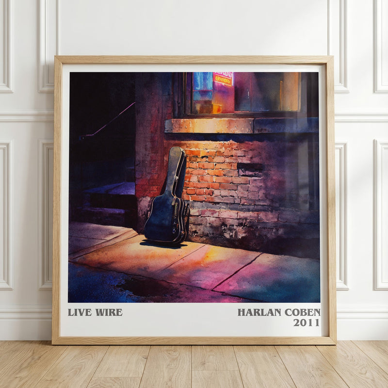 Live Wire literary print in frame leaning in hallway – thriller wall art
